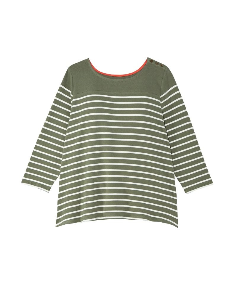 Front of plus size Dotty Engineered Stripe Tee by Molly&Isadora | Dia&Co | dia_product_style_image_id:132865